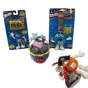 VTG Lot‎ of 4 M&M's Candy Hander Dispenser 2 Clip-On Easter Bowl Ceramic NOS